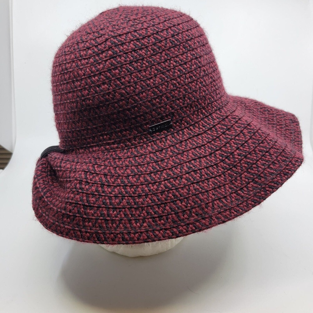 Betmar Clancy Braided Wide Brim‎ Hat Merlot Black Center Fold